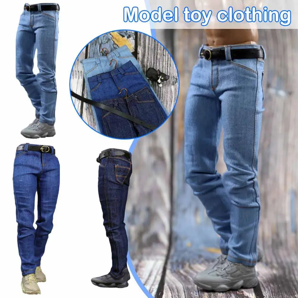 1/6 Scale Jeans 12" Scale Pants Doll Pants Man Doll Clothes