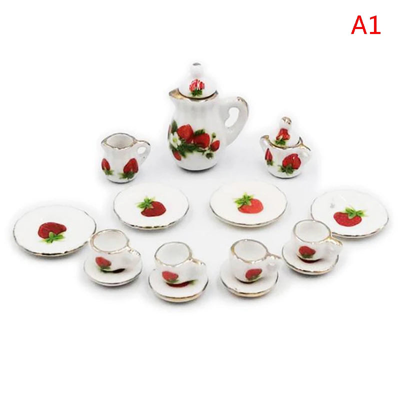 1Set Ceramic Miniature Porcelain Tea Cup Set 1:6