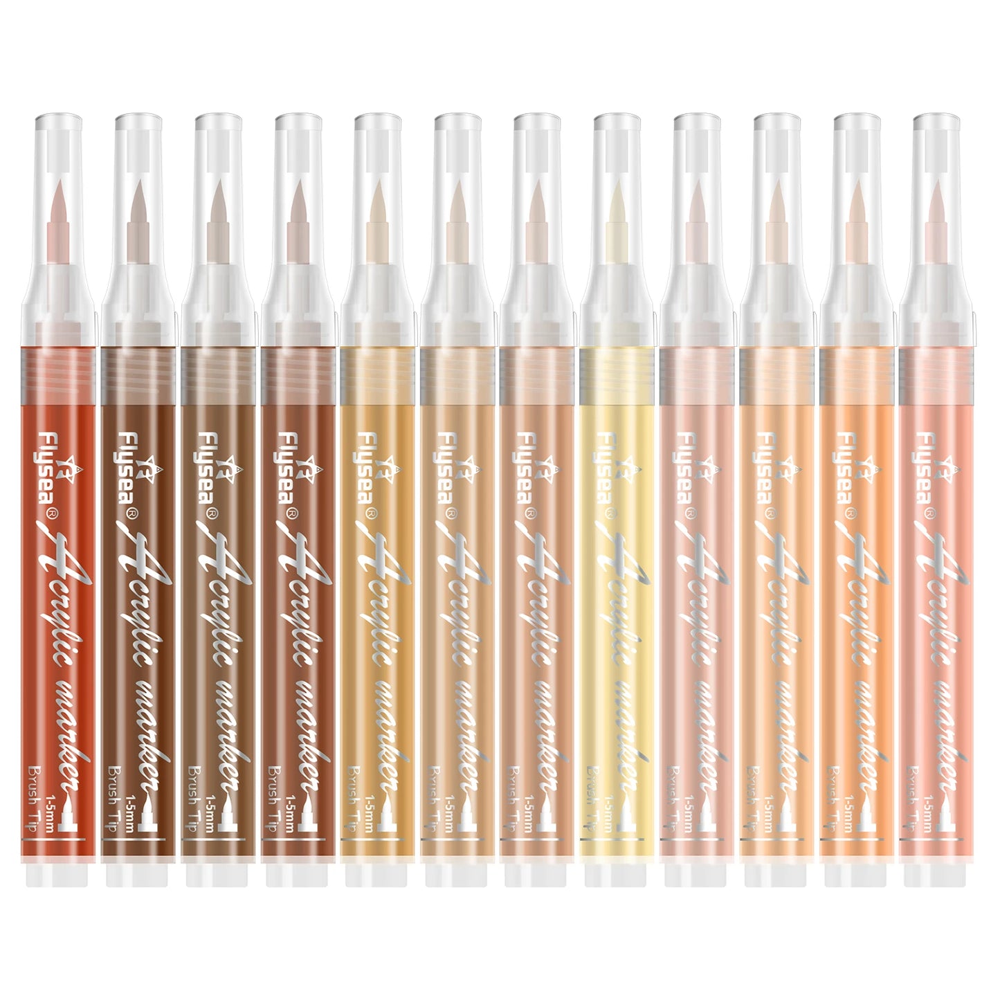 12 Acrylic Skin Tone Colors Paint Pens Brush