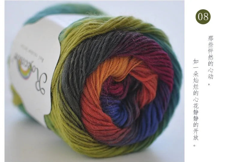 Cashmere  Wool Yarn Rainbow Color for Hand Knitting  & Crochet