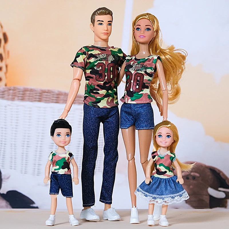 1/6 Doll Family, Set of 4 People Mom Dad Kids 30cm