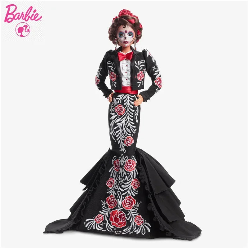 Original Mattel Barbie Doll Gold Label 2022 Día De Muertos Santos X Ken Articulated Doll Christmas Gift for Collectors in Box