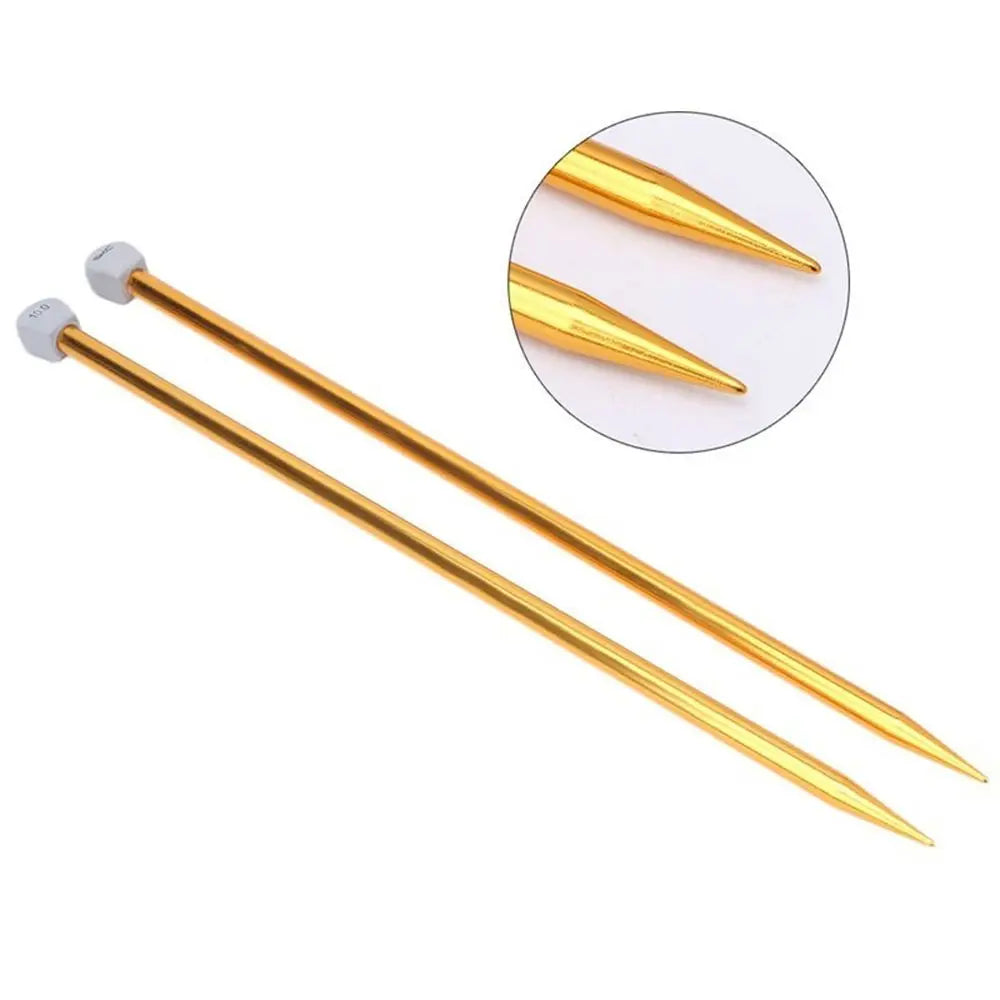 Rainbow Single Pointed Knitting Needles Pins Straight Aluminum 35cm 2.0-12mm